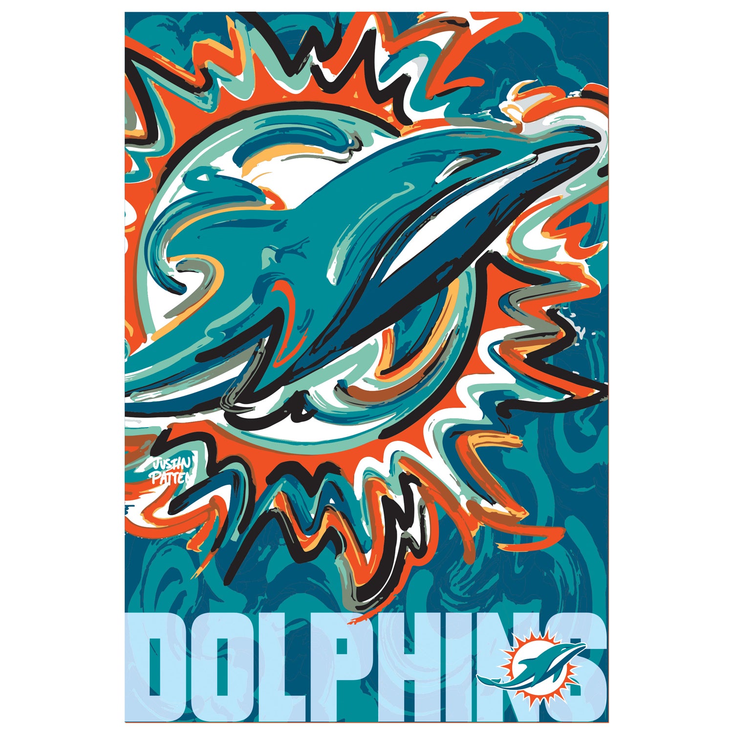 Miami Dolphins, Suede House Flag Justin Patten