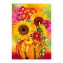 Pumpkin Floral Watercolor Burlap House Flag