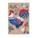 RWB Rooster Burlap House Flag