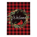 Welcoming Cardinal Wreath Burlap House Flag