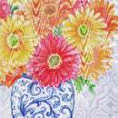 Welcome Gerberas in Vase Moire House Flag