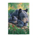 Mom and Baby Bear in the Meadow Suede House Flag