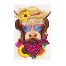 Summer Highland Cow Suede House Flag