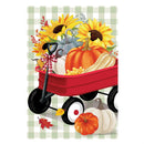 Wagon Filled Pumpkin Suede House Flag