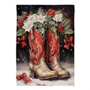 Red Christmas Cowboy Boots Suede House Flag