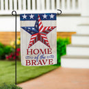 Home Of The Brave Star Burlap Garden Flag