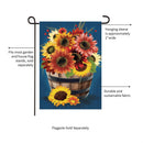 Barrel Of Blooms & Pumpkins Burlap Garden Flag_x000D_