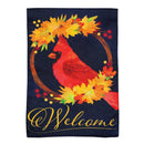Fall Cardinal Wreath Burlap Garden Flag_x000D_