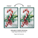 Season's Greetings Candy Cane Burlap Garden Flag_x000D_