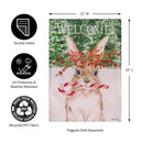 Candy Cane Rabbit Burlap Garden Flag_x000D_
