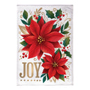 Joy Poinsettia Burlap Garden Flag