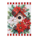 Poinsettia Birdhouse Moire Garden Flag