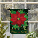Peace on Earth Poinsettia Suede Garden Flag_x000D_