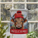 Bundled Up Highland Cow Suede Garden Flag_x000D_