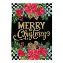 Floral Checkered Merry Christmas Suede Garden Flag_x000D_