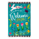 Welcome Spring Bunny Applique House Flag