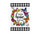 Butterfly Welcome Wreath Applique House Flag