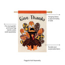 Give Thanks Patterned Turkey Applique House Flag