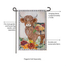 Highland Cow Fall Floral Applique Garden Flag_x000D_