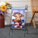 Patriotic Highland Cow Applique Garden Flag
