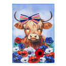 Patriotic Highland Cow Applique Garden Flag