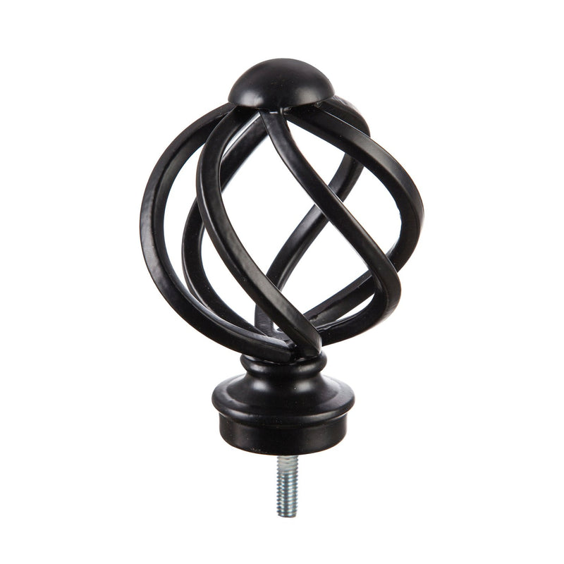 Round Swirl Interchangeable Finial, Black,20169