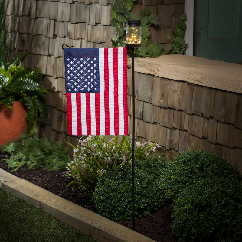 Mason Jar Solar Garden Flag Stand, KD,20199