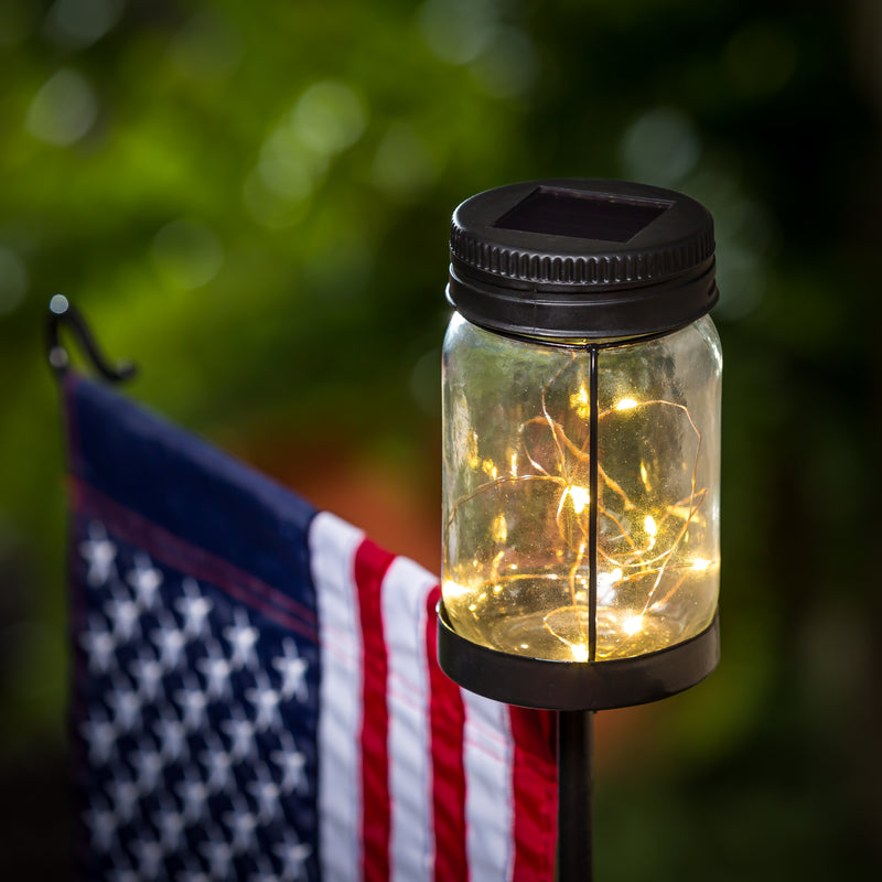 Mason Jar Solar Garden Flag Stand, KD,20199