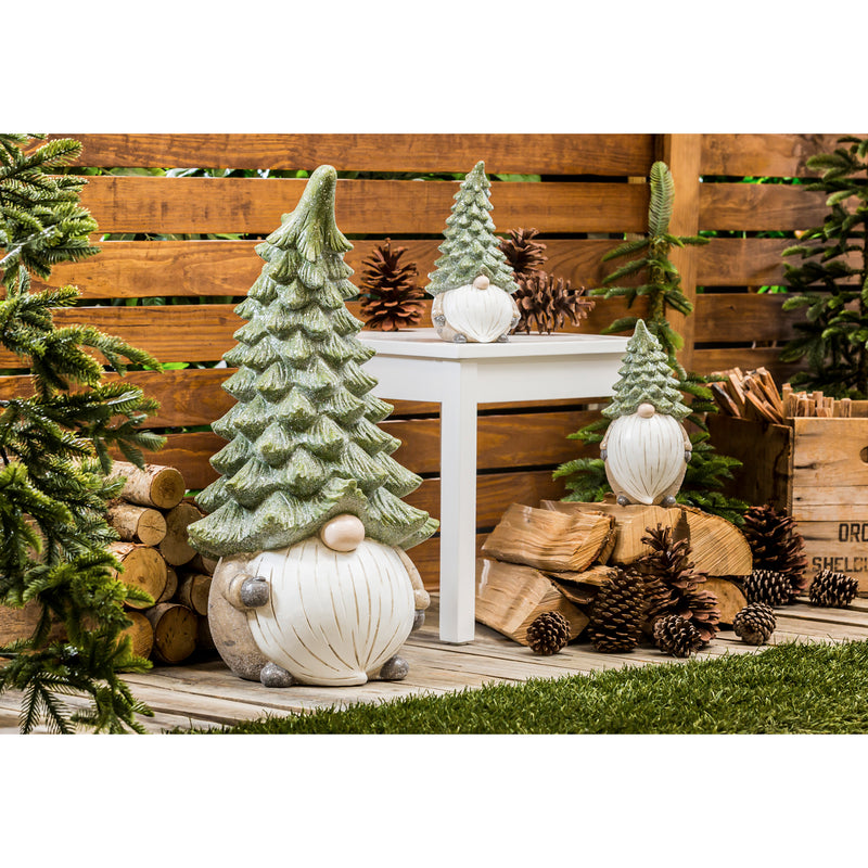 11.5"H Ceramic Evergreen Gnome Garden Statuary, 2 Asst,2cg343