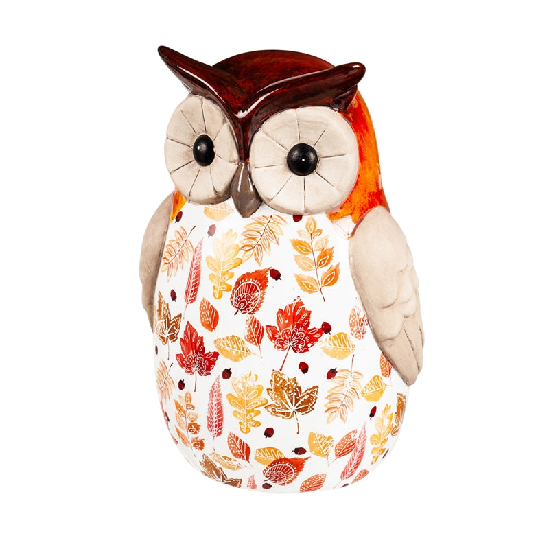 Ceramic Fall Harvest Owl Garden Statuary, Set of 2,2cg420