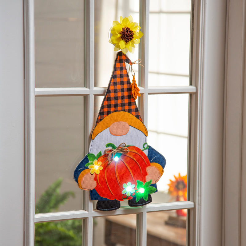 Fall Gnome with Pumpkin LED Window Décor,2ddw2304