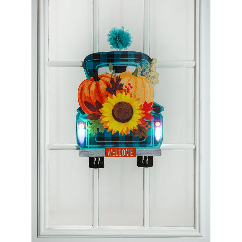 Fall Plaid Truck LED Window Décor,2ddw2305