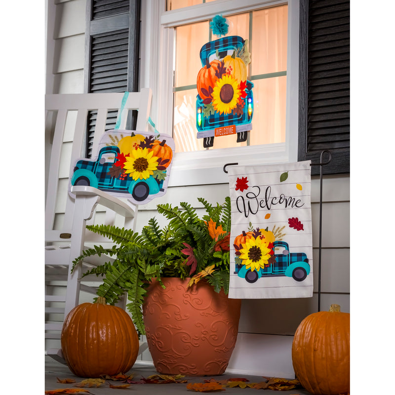 Fall Plaid Truck LED Window Décor,2ddw2305