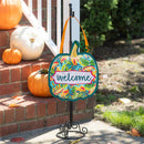 Patterned Jacobean Floral Pumpkin Door D√©cor
