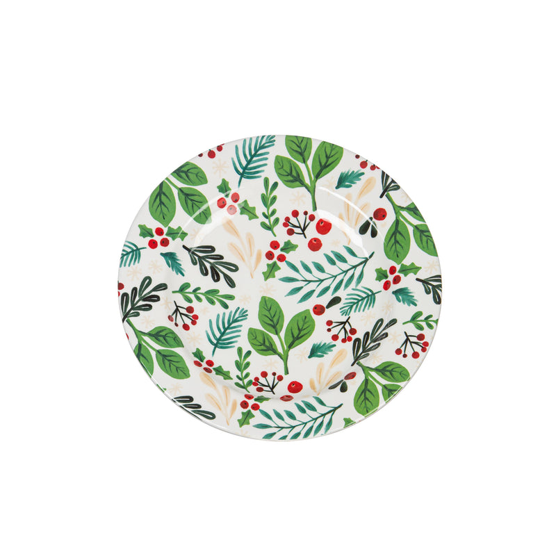 Evergreen Home Accents,11" Melamine Dinner Plate, Holiday Greenhouse,11x11x1 Inches