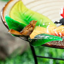 Pollinator Garden Birdbath, Metal Ladybug  & Sunflower, 17"