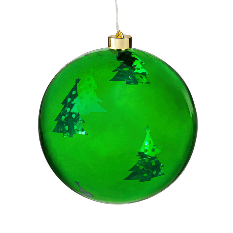 8" Shatterproof Battery Operated Ornament with Trees, Green,2la2036gn