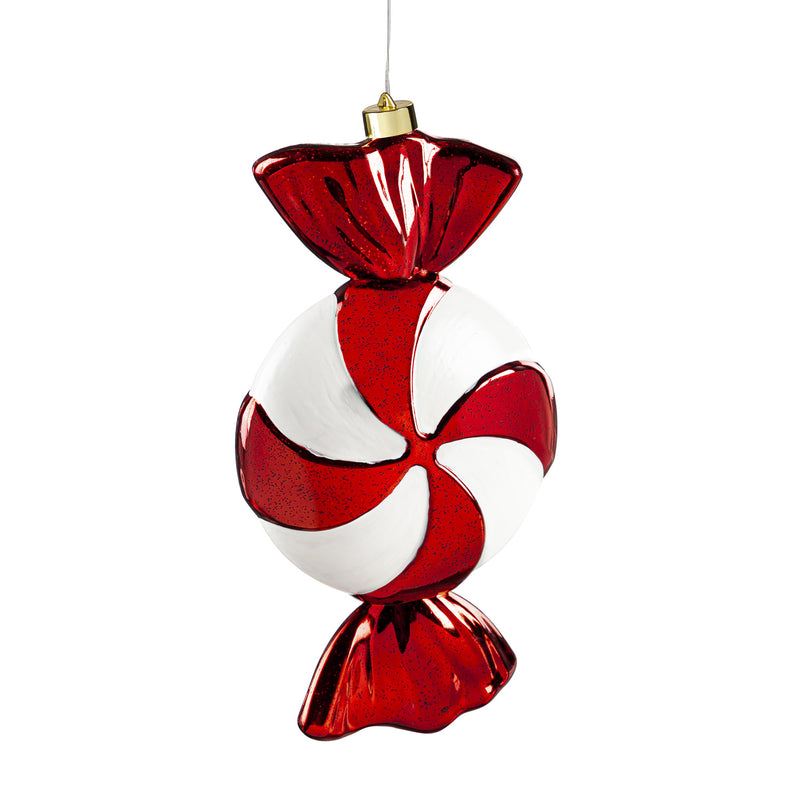 13" Red and White Candy Shatterproof battery Operated LED Ornament, 2 Asst.,2la2037