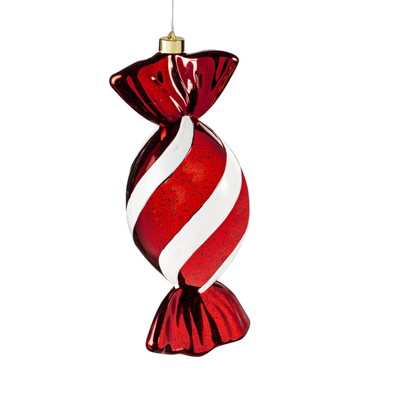 13" Red and White Candy Shatterproof battery Operated LED Ornament, 2 Asst.,2la2037