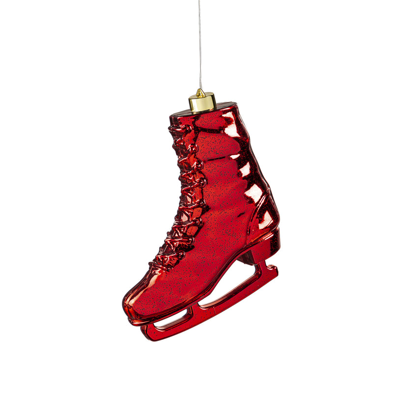 Ice skate Shatterproof Battery Operated LED Ornament, 2 ASST, Red and Silver,2la2039