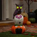 Stacked Owl and Jack O'Lantern Pumpkin LED Statue, 24"H