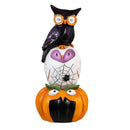 Stacked Owl and Jack O'Lantern Pumpkin LED Statue, 24"H