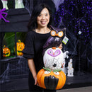 Stacked Owl and Jack O'Lantern Pumpkin LED Statue, 24"H