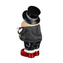 Holiday Poinsettia Garden Statue, LED Resin Statue, Snowman and Santa, 18"H, Asst of 2