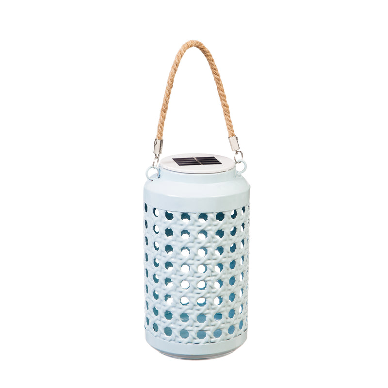 Light-n-Motion Solar Metal Lantern, Aqua Wicker Pattern,2sp5141