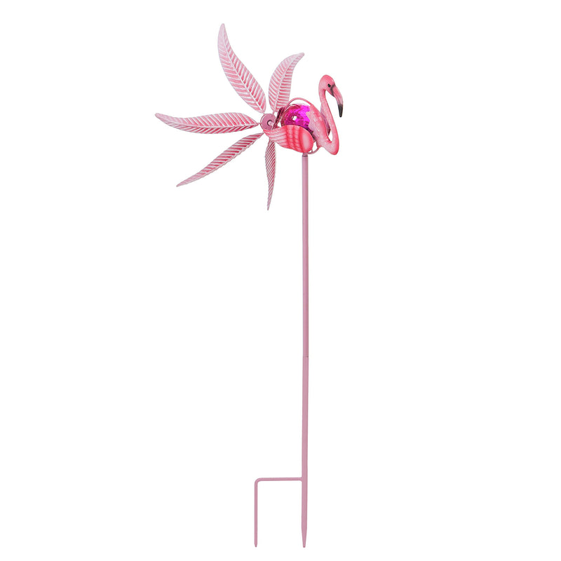 36"H Solar Flamingo Staked Wind Spinner,2sp6051