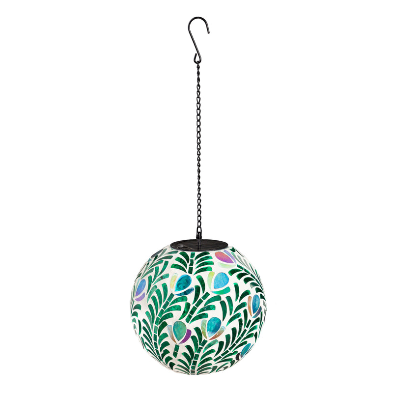 8" Solar Hanging Mosaic Gazing Ball, Peacock,2sp7201ecm