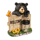 11"H Welcome Garden Statuary, Bear with Solar Lantern