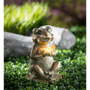 8"H Scholarly Frog with Solar Light Garden Statuary