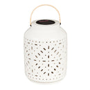 12.86" White Ceramic Solar Lantern